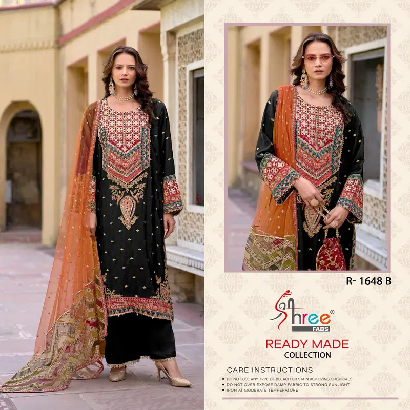 R 1648 By Shree Fabs Chinon Pakistani Readymade Suits Wholesalers In Delhi